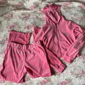 bebe Pink Velour tracksuit 2 piece